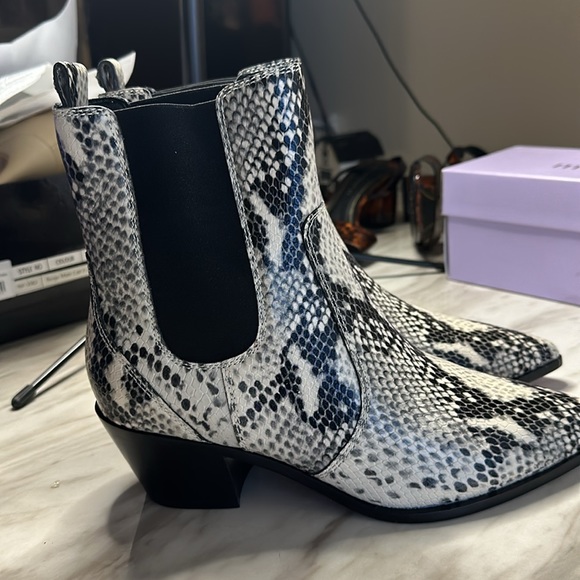 Paige snakeskin embossed leather boots. New never worn with box and dust bags. - Picture 6 of 13